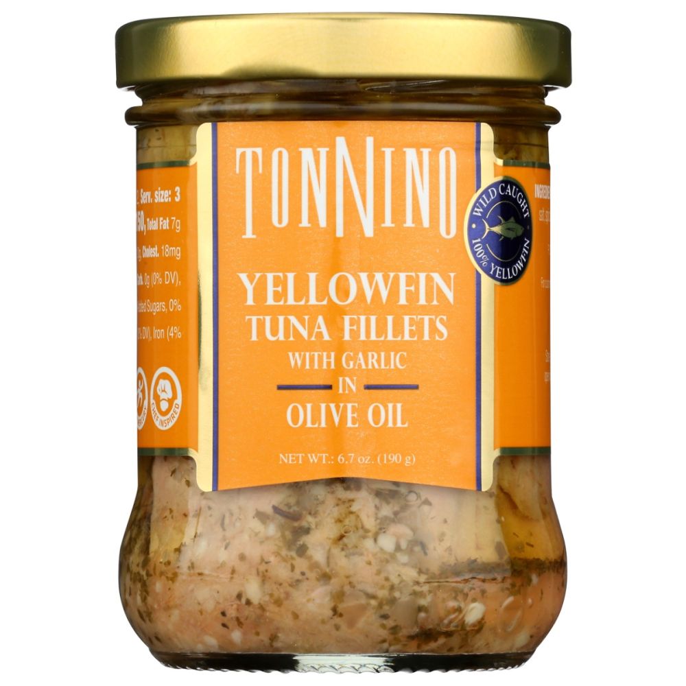 TONNINO: Tuna Fillets with Garlic in Olive Oil, 6.7 oz