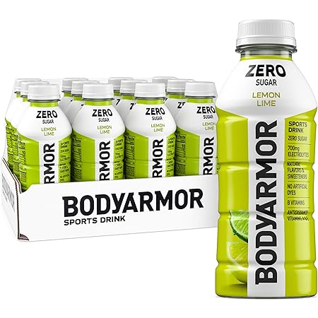 BODYARMOR ZERO Sugar Lemon Lime, Sugar Free Sports Drink - Low-Calorie Hydration - Natural Flavors with Potassium Packed Electrolytes, Antioxidants, and B-vitamins, 16 fl oz (pack of 12)