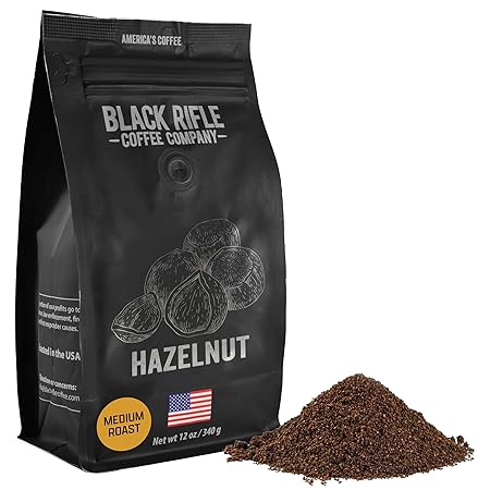 Black Rifle Coffee Company Hazelnut, 12oz Bag, Ground Coffee Medium Roast - Roasted Blend Made from Arabica Beans - Colombian & Brazilian Beans - Veteran Founded & American Made