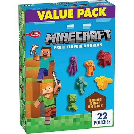 Minecraft Fruit Flavored Snacks, Fat Free and Gluten Free Snack, Value Pack, 17.6 oz (22 Pouches)