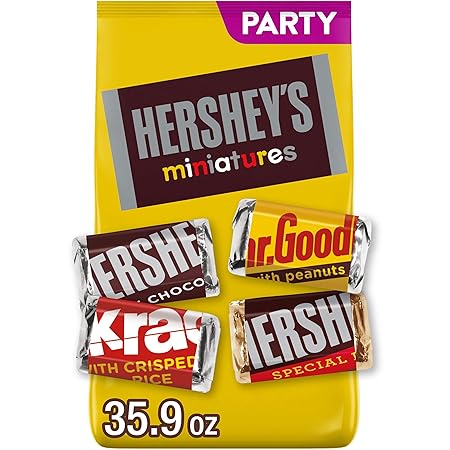 HERSHEY'S Miniatures Assorted Chocolate Candy Party Pack, Halloween Candy, 35.9 oz
