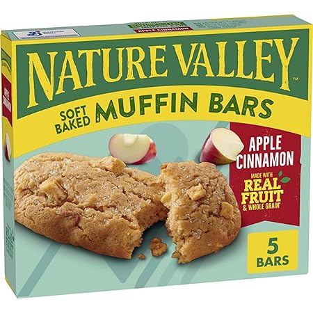 Nature Valley Soft-Baked Muffin Bars, Apple Cinnamon, Snack Bars, 5 Bars, 6.2 OZ (Pack of 8)