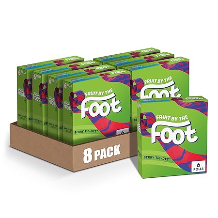 Fruit by the Foot Fruit Flavored Snacks, Stranger Things Edition, Berry Tie-Dye, 6 Ct, 4.5 oz (Pack of 8)