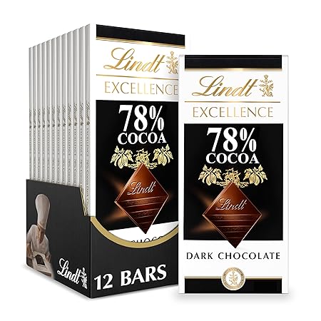Lindt EXCELLENCE 78% Cocoa Dark Chocolate Bar, Dark Chocolate Candy, 3.5 oz. (12 Pack)
