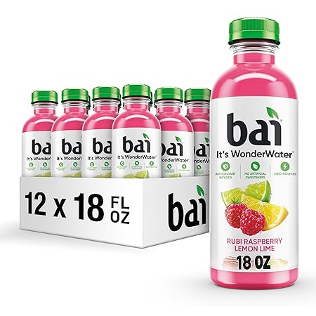 Bai Antioxidant Infused Water Beverage, Raspberry Lemon Lime, with Vitamin C and No Artificial Sweeteners, 18 Fluid Ounce Bottle, 12 Pack