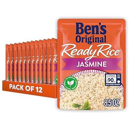 BEN'S ORIGINAL Ready Rice Jasmine Rice, Easy Dinner Side, 8.5 oz Pouch (Pack of 12)