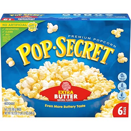 Pop Secret Microwave Popcorn, Extra Butter Flavor, 3.2 Oz Sharing Bags, 6 Ct