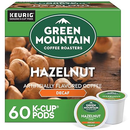 Green Mountain Coffee Roasters Hazelnut Decaf Keurig Single-Serve K-Cup pods, Light Roast Coffee, 60 Count (6 Packs of 10)