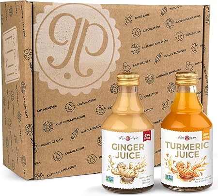 The Ginger People Ginger & Turmeric Juice Set | Digestion + Anti-Inflammatory | 8 Fl Oz (Pack of 2)