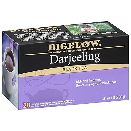 Bigelow Tea Darjeeling Black Tea, Caffeinated Tea, 20 Count Box (Pack of 6), 120 Total Tea Bags