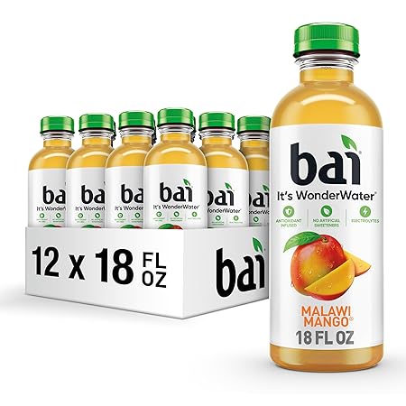 Bai Antioxidant Infused Water Beverage, Malawi Mango, with Vitamin C and No Artificial Sweeteners, 18 Fluid Ounce Bottle, 12 Pack