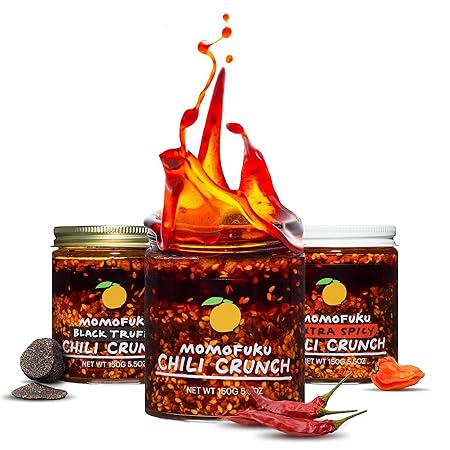 Momofuku Chili Crunch Variety Pack by David Chang, 3 Pack (5.5 Ounces Each), Crunchy Garlic and Shallot Oil, Spicy Chili Crisp Sauce or Ramen Topping