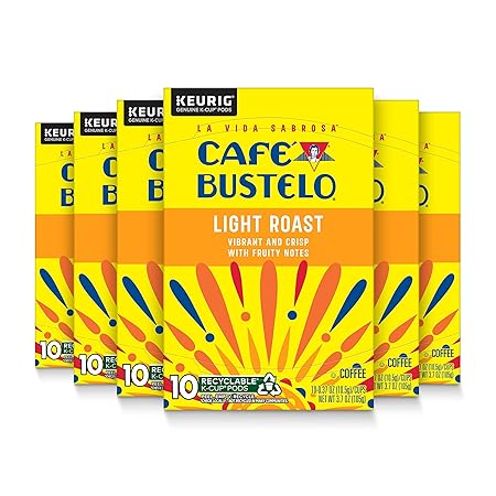 Café Bustelo Light Roast Coffee, 10 Ct. K-Cup pods (Pack of 6)