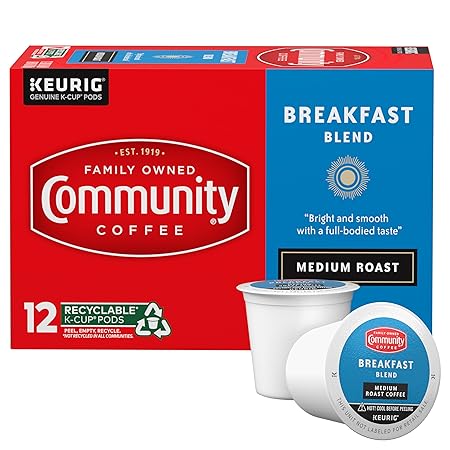 Community Coffee Breakfast Blend, Medium Roast Single-Serve Keurig K-Cup Pods, 12 Count (Pack of 1)