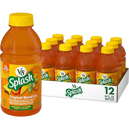 V8 Splash Tropical Blend Flavored Juice Beverage, 16 fl oz Bottle (12 Pack)