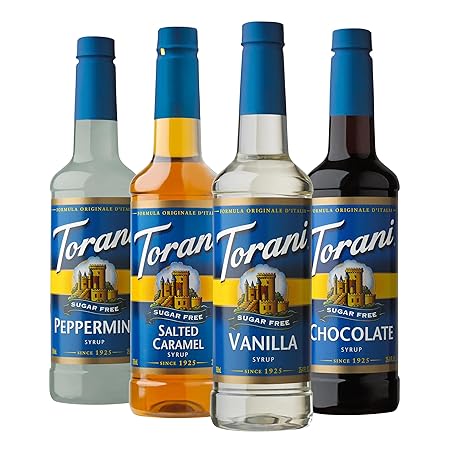 Torani Syrup Variety Packs, Sugar Free Holiday Favorites, 25.4 fl oz (Set of 4)