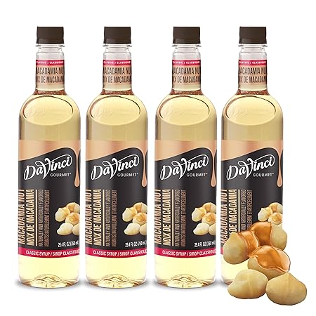 DaVinci Gourmet Classic Macadamia Nut Syrup, 25.4 Fluid Ounces (Pack of 4)