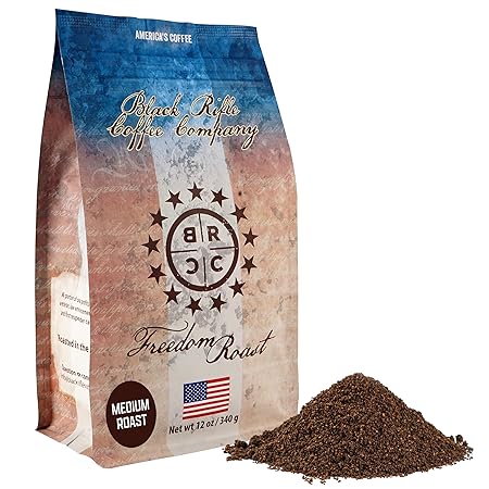 Black Rifle Coffee Company Freedom Roast, 12oz Bag, Ground Coffee Medium Roast - Roasted Blend Made from Arabica Beans - Colombian & Brazilian Beans - Veteran Founded & American Made