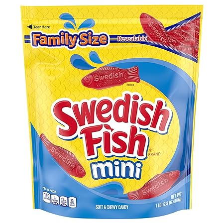 SWEDISH FISH Mini Soft & Chewy Candy, Family Size, 1.8 lb