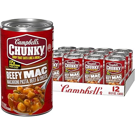 Campbell’s Chunky Beefy Mac Soup, 18.8 oz Can (12 Pack)