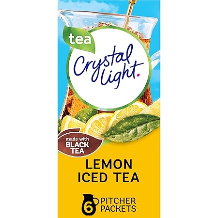 Crystal Light Sugar-Free Lemon Iced Tea Naturally Flavored Powdered Drink Mix 6 Count Pitcher Packets