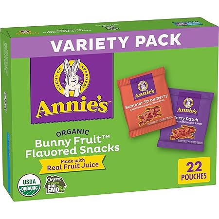 Annie's Organic Bunny Fruit Snacks, Variety Pack, Gluten Free, Halloween Snacks, 22 Ct, 15.4 oz