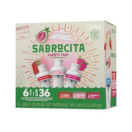 Cirkul Sabrocita Flavor Water Variety Pack, Makes 36 Drinks, No Sugar, Zero Calorie Drink Mix, (2 Strawberry, 2 Guava, 2 Hibiscus)