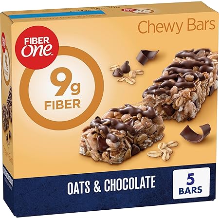 Fiber One Chewy Bars, Oats and Chocolate, Fiber Snacks, 5 Ct, 7 oz