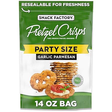 Snack Factory Garlic Parmesan Pretzel Crisps, 14 OZ Party Size Bag