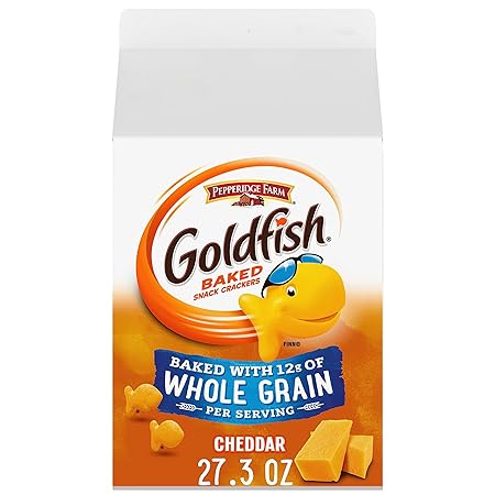 Goldfish Cheddar Cheese Crackers, Baked with Whole Grain, 27.3 oz Carton