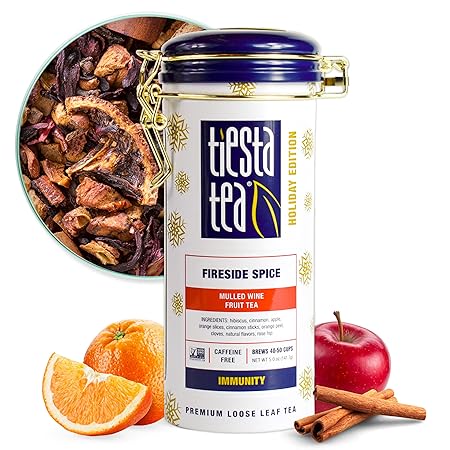 Tiesta Tea - Fireside Spice, Loose Leaf, Mulled Wine Herbal Tea, Premium Non-Caffeinated Blend, Makes Hot or Iced & Brews Up to 50 Cups, 5oz Refillable Tin