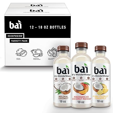 Bai Coconut Variety Pack, Antioxidant Infused Water Beverage, with Vitamin C and No Artificial Sweeteners, 18 fl oz bottles, 12 pack