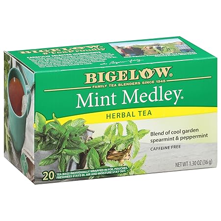 Bigelow Tea Mint Medley Herbal Tea, Caffeine Free Mint Tea with Spearmint and Peppermint, 20 Count Box (Pack of 6), 120 Total Tea Bags