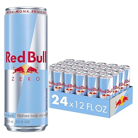 Red Bull Zero Energy Drink with 114mg Caffeine plus Taurine & B Vitamins, Zero Sugar, 12 Fl Oz, Pack of 24 Cans