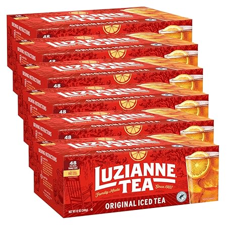 Luzianne Unsweetened Iced Tea Bags, Family Size, 48ct Box (Pack of 6)
