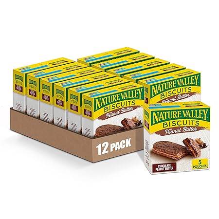Nature Valley Biscuit Sandwiches, Chocolate Peanut Butter Snacks, 5 ct, 6.75 OZ (Pack of 12)