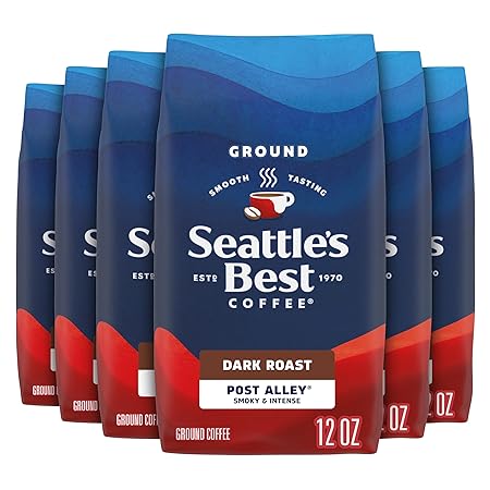 Seattle's Best Coffee Post Alley Blend Dark Roast Ground Coffee | 12 Ounce Bags (Pack of 6)