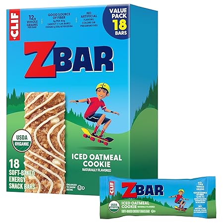 CLIF Kid Zbar - Iced Oatmeal Cookie - Soft Baked Whole Grain Snack Bars - USDA Organic - Non-GMO - Plant-Based - 1.27 oz. (18 Pack)