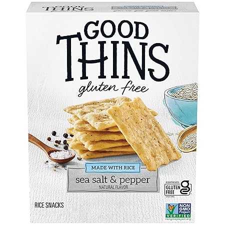GOOD THINS Sea Salt & Pepper Rice Snacks Gluten Free Crackers, Snack Crackers, 3.5 oz