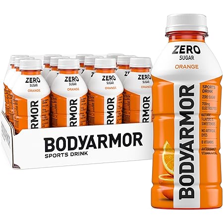 BODYARMOR ZERO Sugar Orange, Sugar Free Sports Drink - Low-Calorie Hydration - Natural Flavors with Potassium Packed Electrolytes, Antioxidants, and B-vitamins, 16 fl oz (pack of 12)