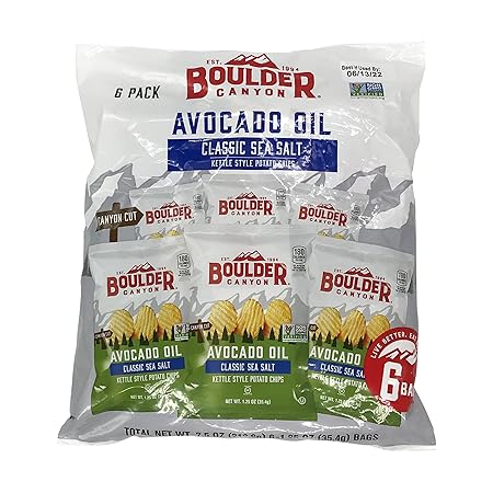 Boulder Canyon Avocado Oil Sea Salt Potato Chips 6 Count, 1.25 OZ