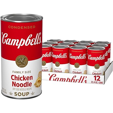 Campbell's Condensed Family Size Chicken Noodle Soup, 22.4 oz. Can (Pack of 12)