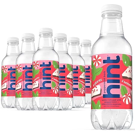 Hint Fruit-Infused Bottled Water, Peppermint Bark- Sugar Free Flavored Water with Zero Calories, Naturally Flavored, and No Artificial Sweeteners - 16 Fl Oz (Pack of 12)