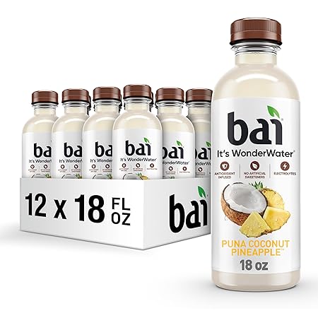 Bai Antioxidant Infused Water Beverage, Puna Coconut Pineapple, with Vitamin C and No Artificial Sweeteners, 18 Fluid Ounce Bottle, 12 Pack