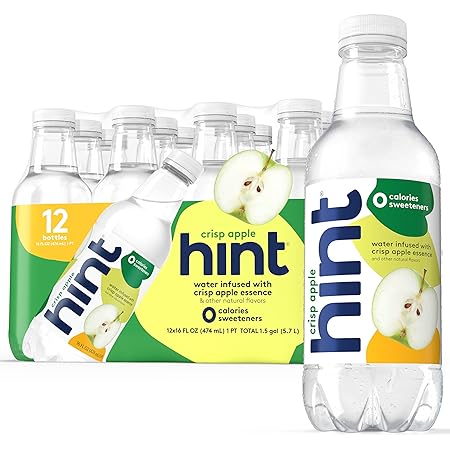Hint Fruit-Infused Bottled Water, Crisp Apple - Sugar Free Flavored Water with Zero Calories, Naturally Flavored, and No Artificial Sweeteners - 16 Fl Oz (Pack of 12)