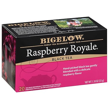 Bigelow Tea Raspberry Royale Black Tea Bags, Caffeinated, 20 Count, Pack of 6