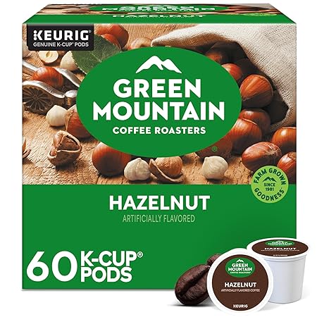 Green Mountain Coffee Roasters Hazelnut, Keurig Single Serve K-Cup Pods, Light Roast Coffee, 60 Count, (6 Packs of 10)