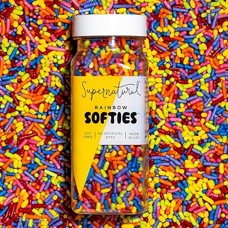 Supernatural Rainbow Softies Natural Sprinkles, Made in USA, No Artificial Dyes, Soy Free, Gluten Free, Vegan, 3oz
