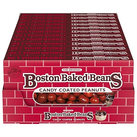 Wonka Boston Baked Beans, Candy-Coated Peanuts, Sweet & Salty, 4.3 Ounce Theater Candy Boxes (Pack of 12)
