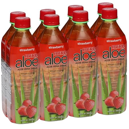 Iberia Aloe Vera Juice Drink, Strawberry,16.9 Fl Oz (Pack of 8)